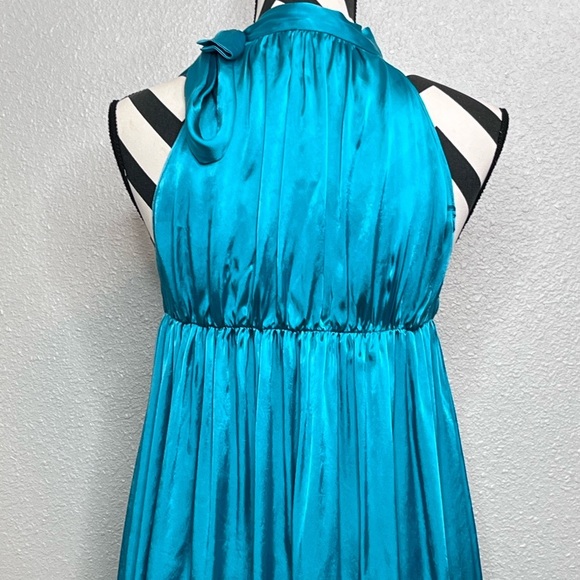 ASPESI 100% Silk Teal Halter Mini Dress - Picture 7 of 13